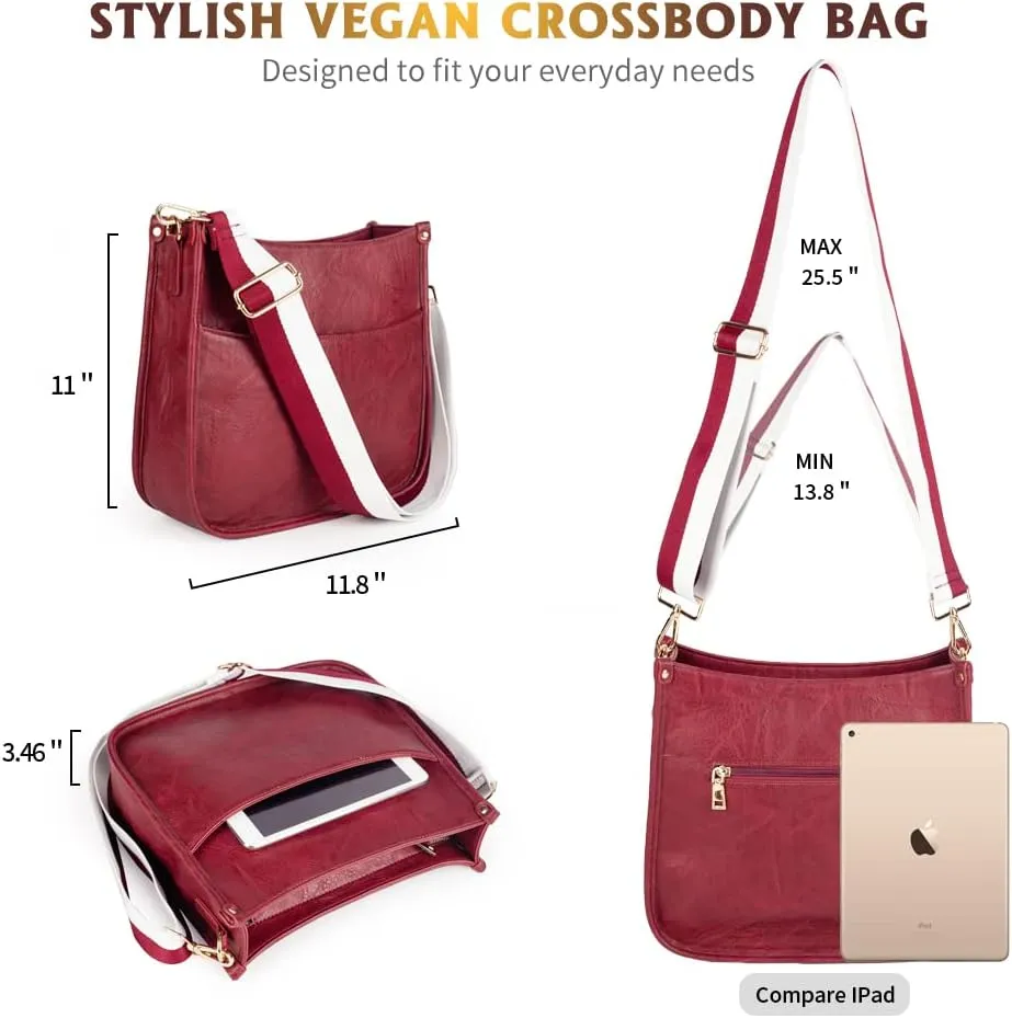 Viva Terry Vegan Leather Crossbody Fashion Shoulder Bag Purse with Adjustable Strap