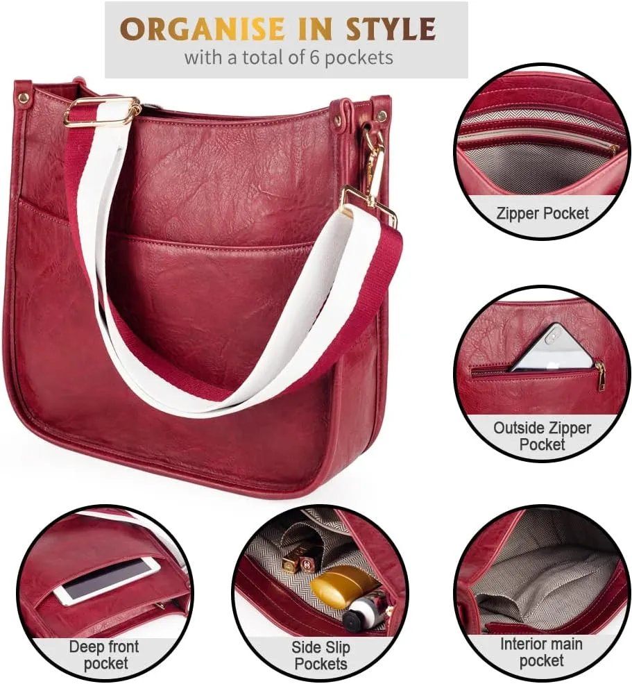 Viva Terry Vegan Leather Crossbody Fashion Shoulder Bag Purse with Adjustable Strap