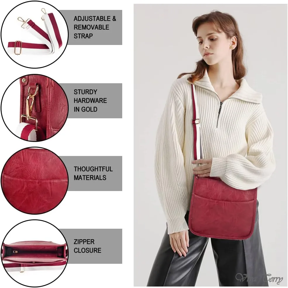 Viva Terry Vegan Leather Crossbody Fashion Shoulder Bag Purse with Adjustable Strap