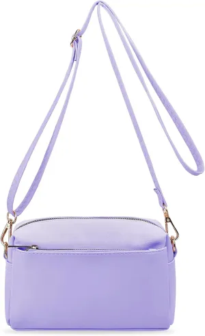 VOROLO Crossbody Bag Triple Zip Small Leather Cross body Purse Shoulder Bag with Ajustable Strap for Women