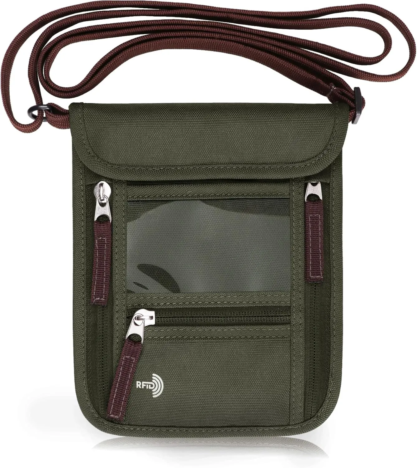 WALNEW Passport Holder Neck Pouch Travel Wallet for Women and Men, RFID Blocking Security Slim Traveling Wallet with Around Neck Lanyard Strap
