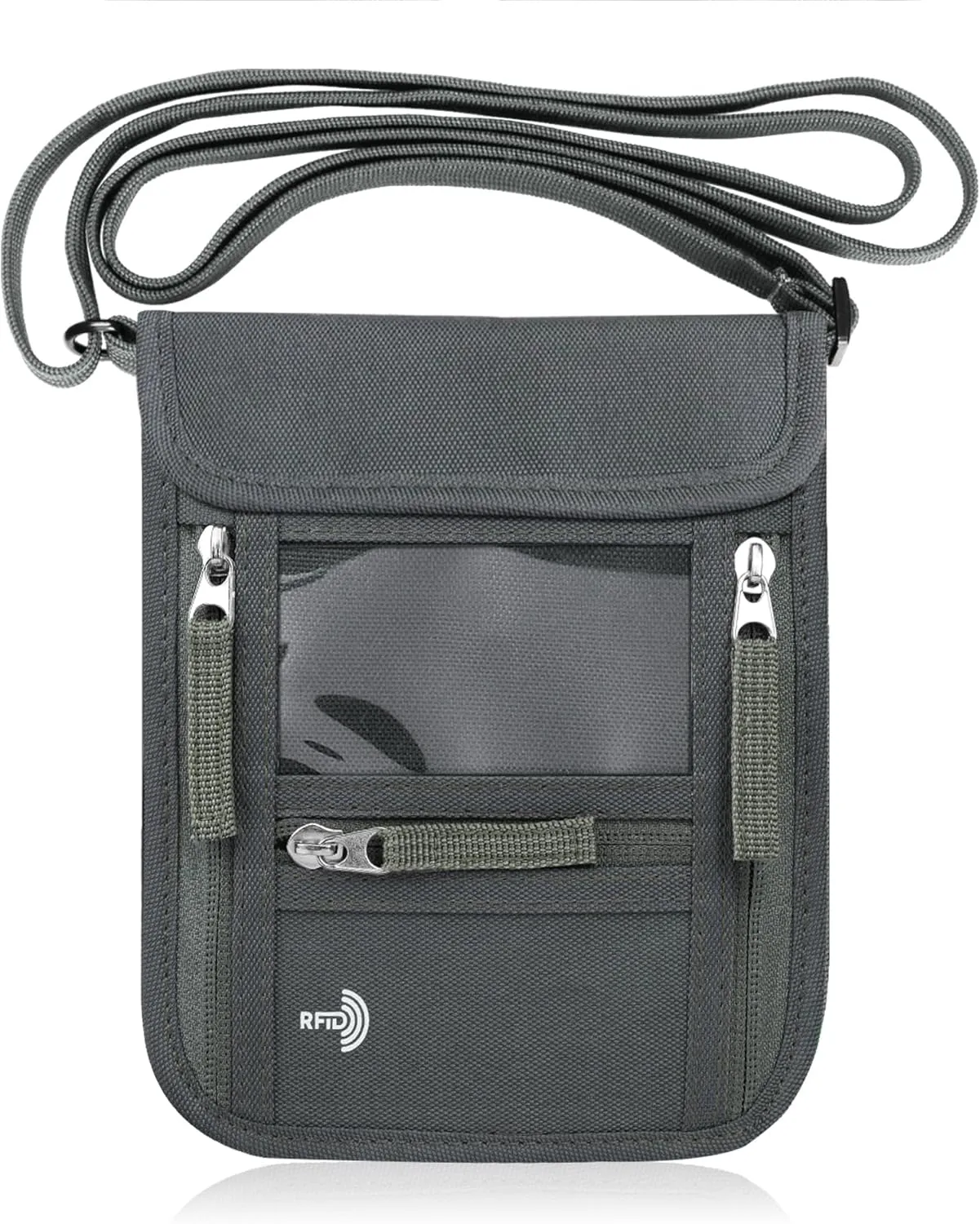WALNEW Passport Holder Neck Pouch Travel Wallet for Women and Men, RFID Blocking Security Slim Traveling Wallet with Around Neck Lanyard Strap