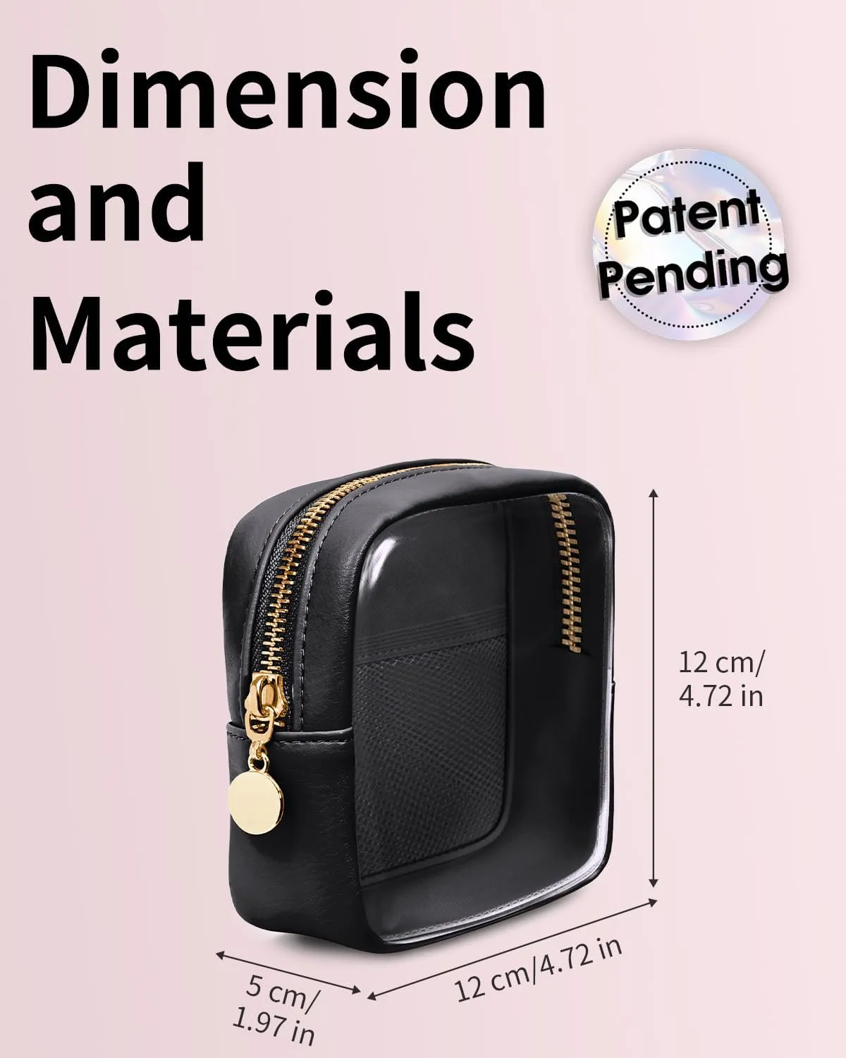 Wandering Nature Clear Makeup Bag for Purse Mini Make up Bag Cute Cosmetic Pouch for Women with Slip-in Pockets Travel Toiletry Essentials Vegan Leather Organizer Pouch,Patent Pending