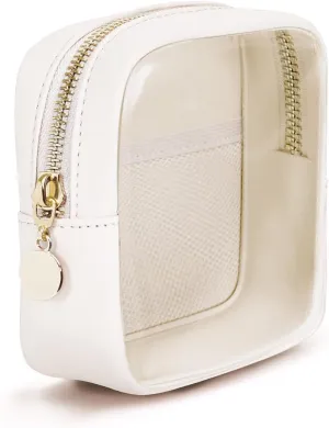 Wandering Nature Clear Makeup Bag for Purse Mini Make up Bag Cute Cosmetic Pouch for Women with Slip-in Pockets Travel Toiletry Essentials Vegan Leather Organizer Pouch,Patent Pending