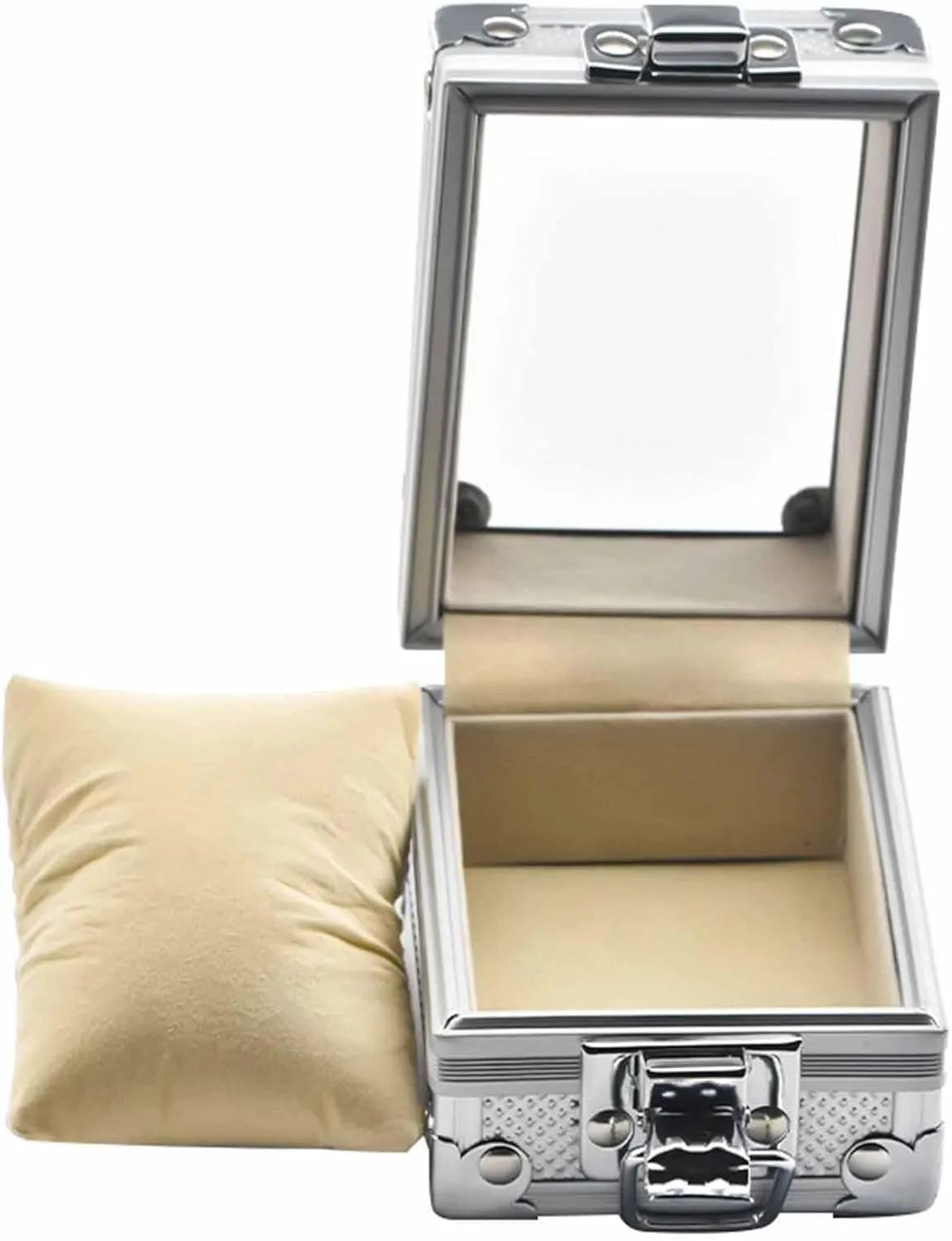 Watch Box Men Display Storage Case,Removable Pillows Organizer,Gift Idea Transparent Top Jewelry Bracelet Storage Case