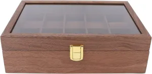 Watch Box,Watch Case Display Jewelry Organizer,10 Grid Wooden Watch Box Transparent Cover Watch Jewelry Storage Organizer Container Box
