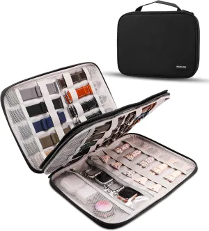 Wearlizer Watch Band Storage Case Hold 35 Straps Portable Organizer Bag Compatible with Apple Watch Band, Pin, Headset and Other Accessories