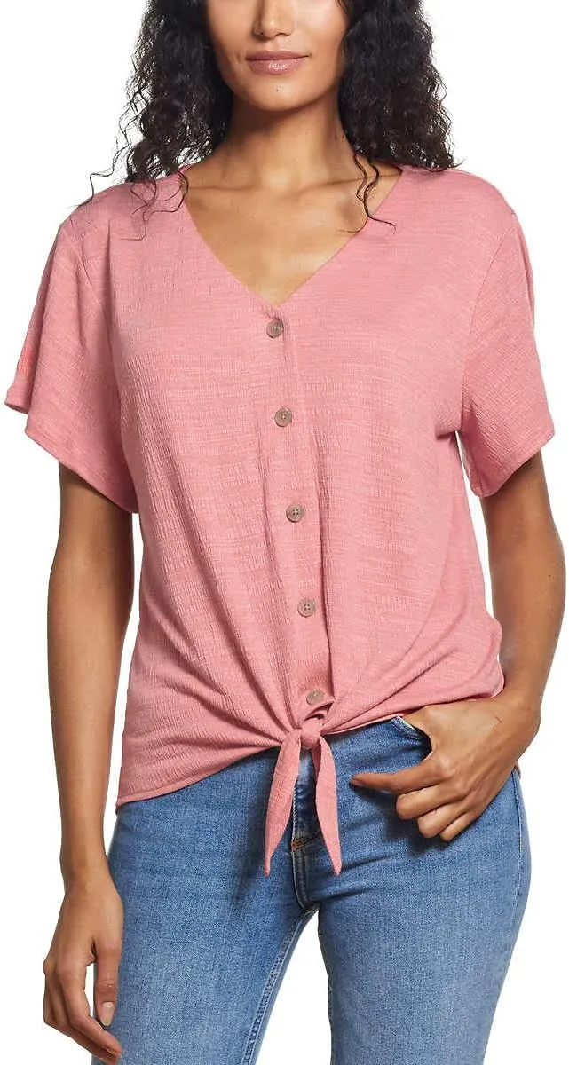 Weatherproof Vintage Ladies' Tie Front Top