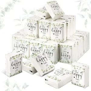 Wedding Facial Tissues Items for Welcome Bags Pocket Tissues Mini Tissues Travel Size Wedding Favors for Guests 3-Ply Happy Tears Tissue Packs for Party Ceremony Graduation(100 Packs)