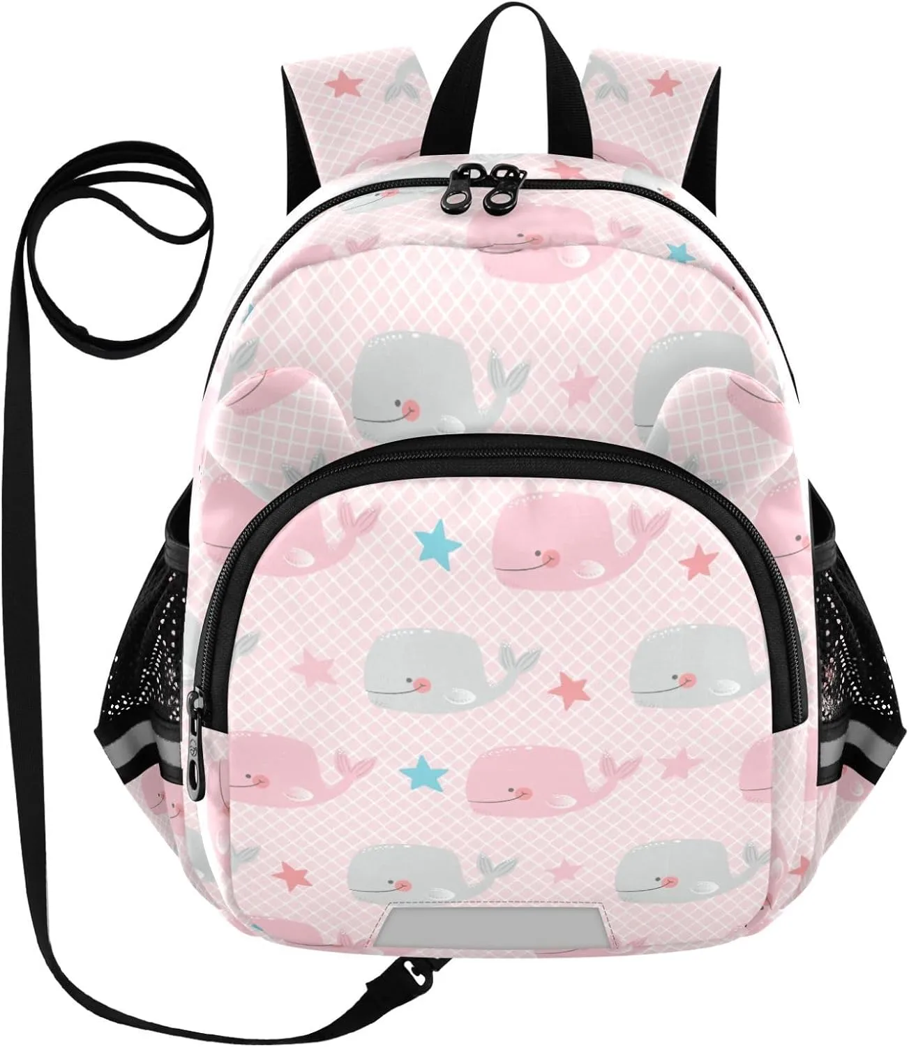 Whales Light Cute Preschool Backpack Whale Pink Daycare Bookbag School Backpack with Traction Rope for Kids 3-6