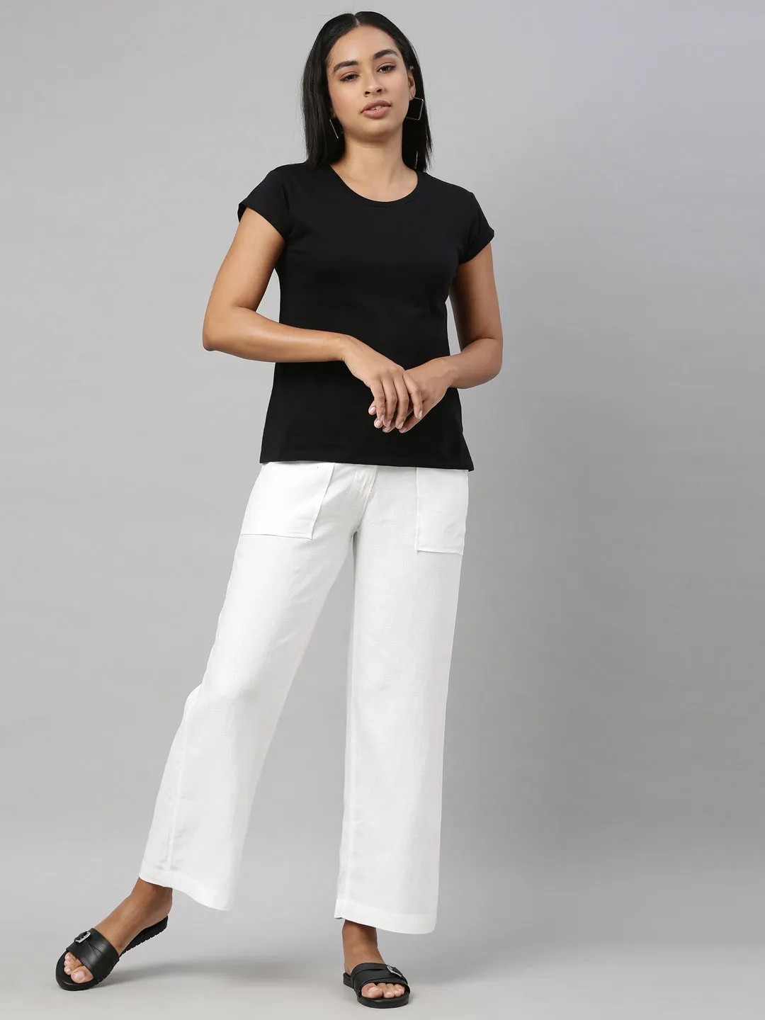 White Linen Cargo Pants