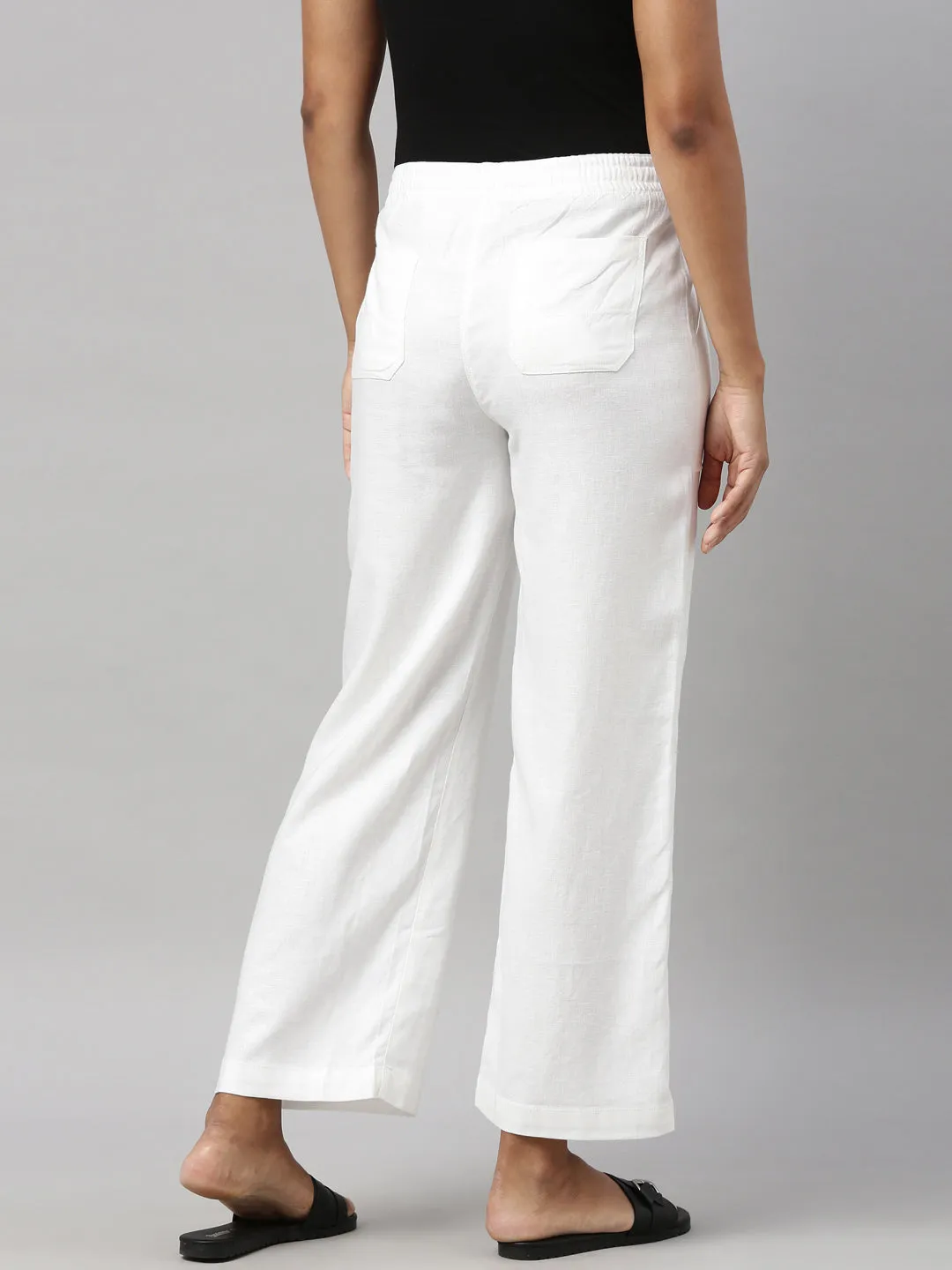 White Linen Cargo Pants