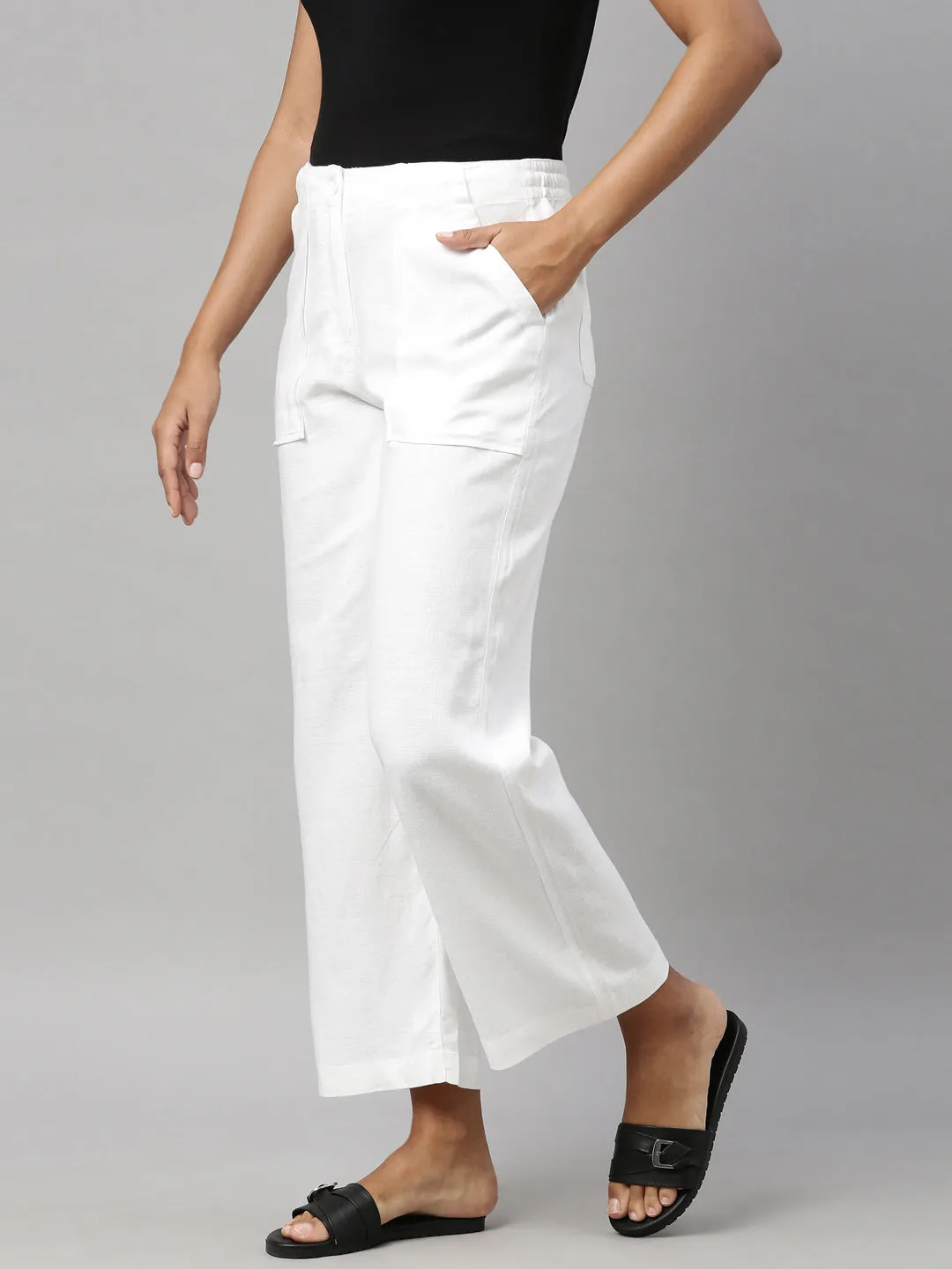 White Linen Cargo Pants