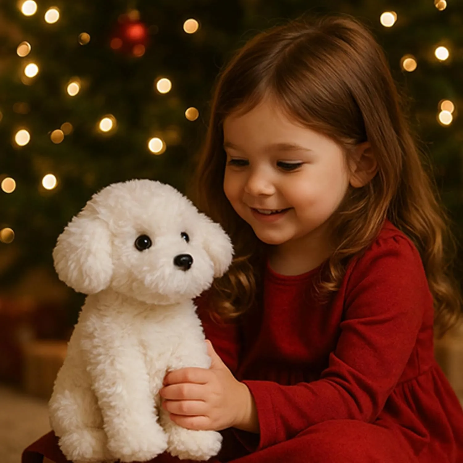 White Toy Poodle Stuffed Animal Dog Puppy - Bichon Frise Maltese Maltipoo White Labradoodle Plush Toy for Kids and Babies - Perfect Birthday & Easter Gift, 12.6"