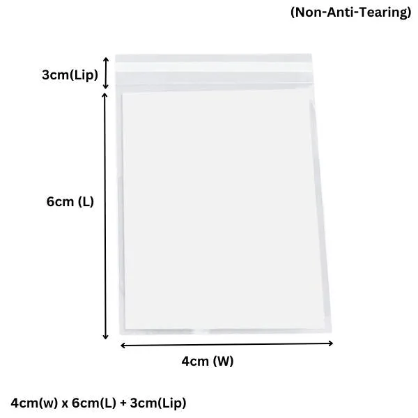 Wholesale 10,000pcs 40 x 60mm   20mm Lip Crystal Clear OPP Resealable Plastic Bags – 40 Microns, Acid-Free
