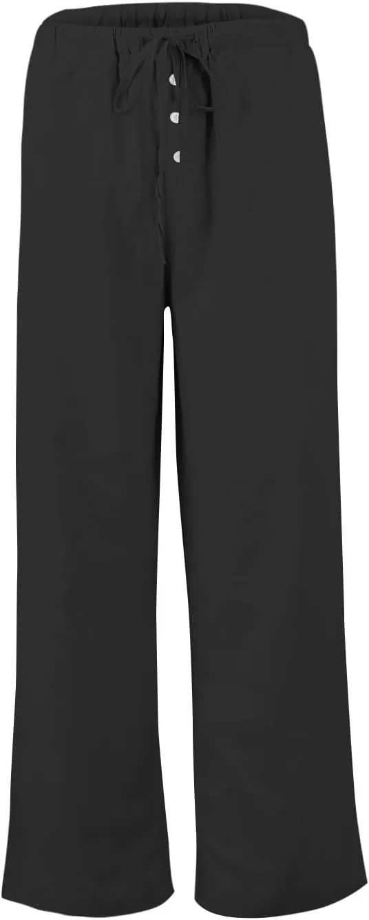 Wide Leg Linen Pants Women Drawstring High Waist Lightweight Palazzo Pants Lounge Boho Beach Flowy Trousers w/Pockets