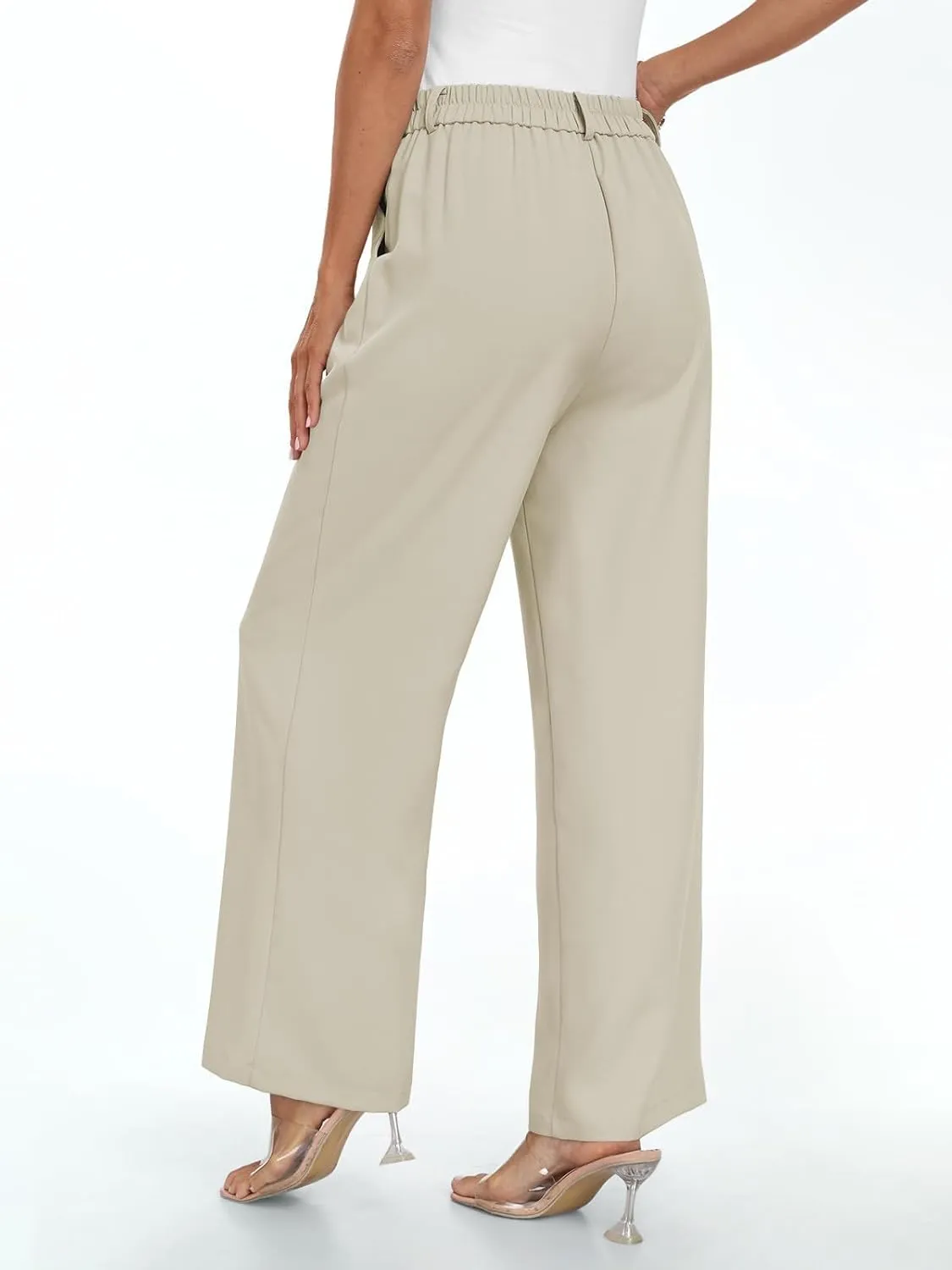 Wide Leg Work Pants for Women Fashion Comfortable Dress Pants High Waisted Business Casual Trousers with Pockets