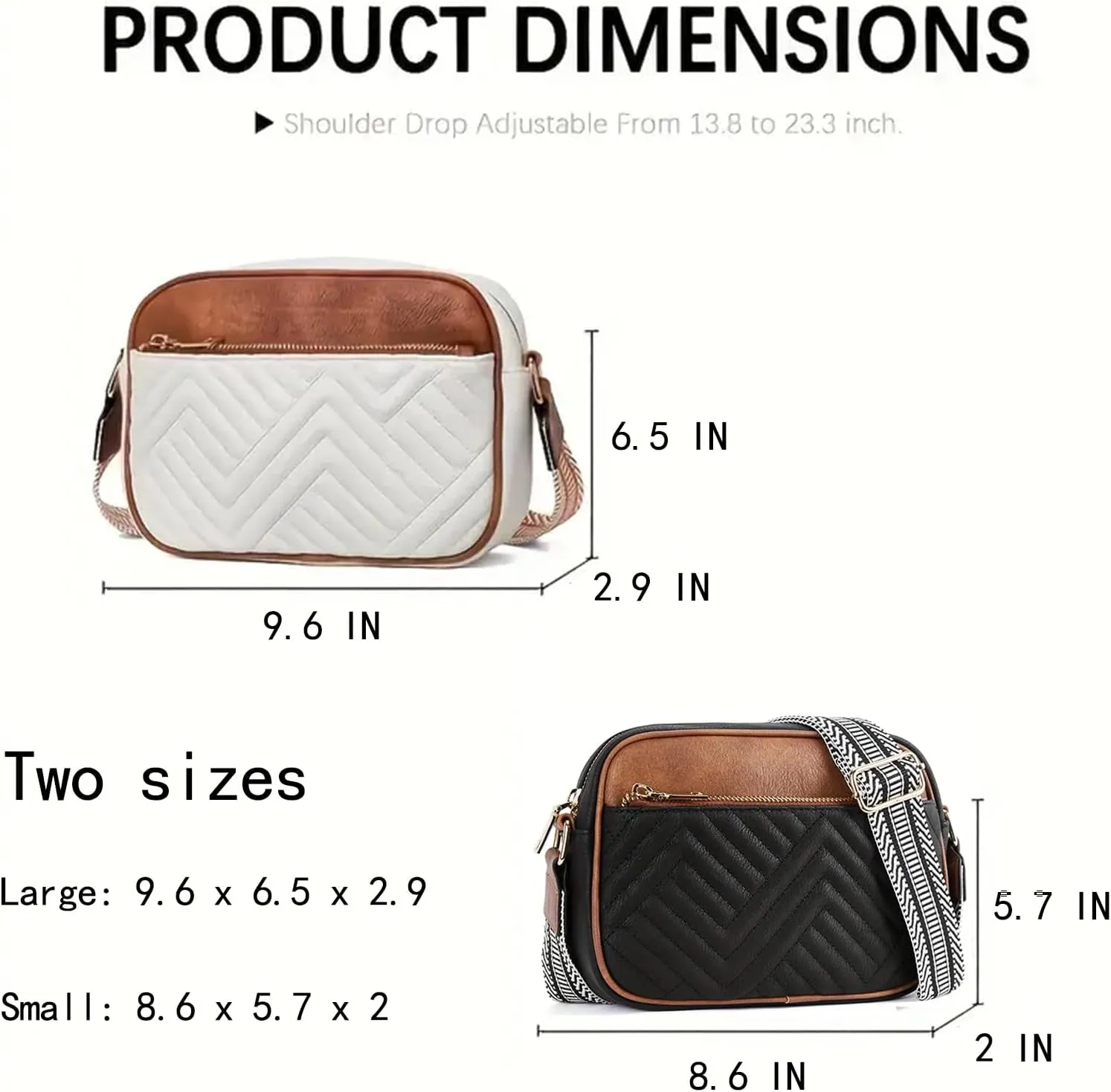 Wide Strap Quilted Crossbody Bags for Women Artificial Leather Purses Small Shoulder Handbags