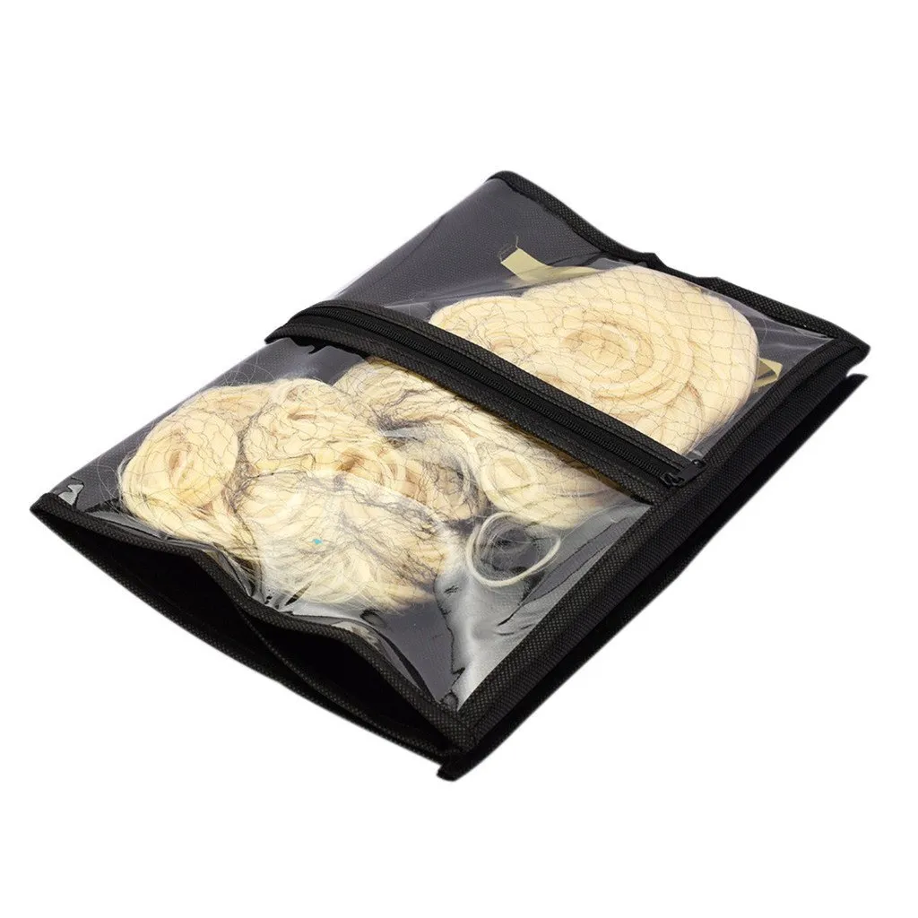 Wig Storage Bag Holder Case, Wigs Pouch Dust-Proof Organizer Protect for Professional Hair Extensions (Black Pack of 10)