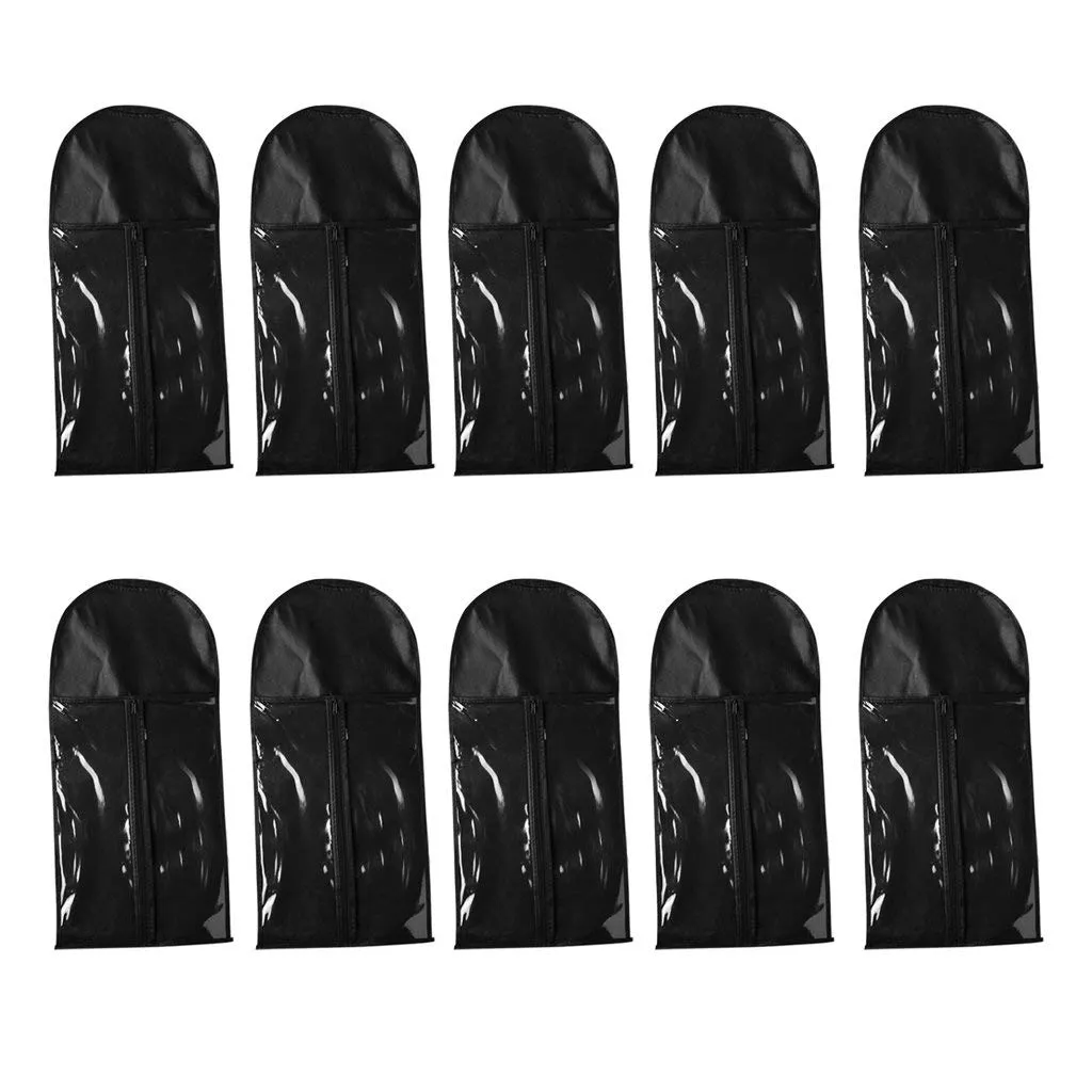 Wig Storage Bag Holder Case, Wigs Pouch Dust-Proof Organizer Protect for Professional Hair Extensions (Black Pack of 10)