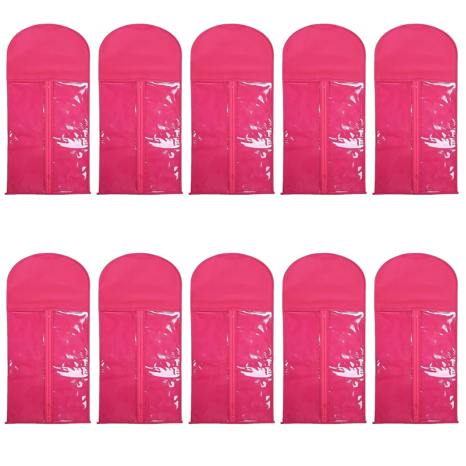 Wig Storage Bag Holder Case, Wigs Pouch Dust-Proof Organizer Protect for Professional Hair Extensions (Rose red Pack of 10)