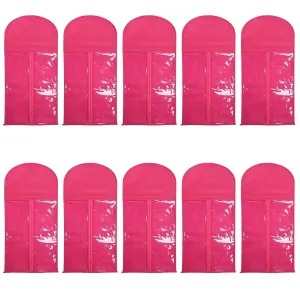 Wig Storage Bag Holder Case, Wigs Pouch Dust-Proof Organizer Protect for Professional Hair Extensions (Rose red Pack of 10)