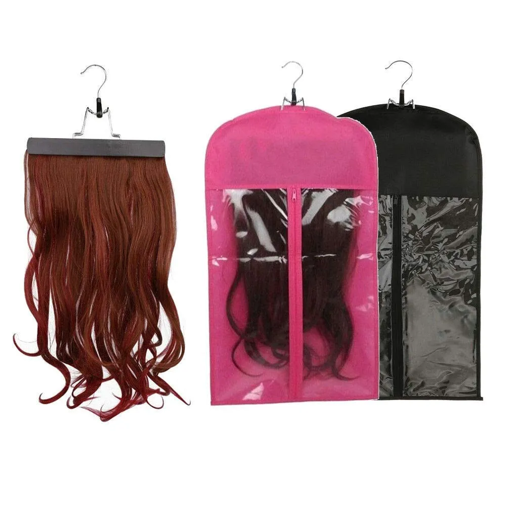 Wig Storage Bag Holder Case, Wigs Pouch Dust-Proof Organizer Protect for Professional Hair Extensions (Rose red Pack of 10)