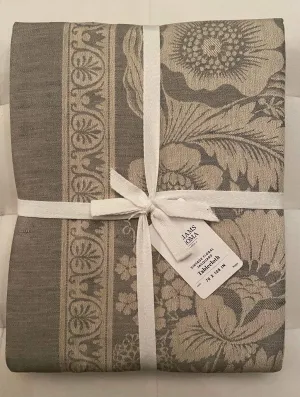Williams-Sonoma Vintage Floral Jacquard Tablecloth ~70" x 108”~*Grey*~