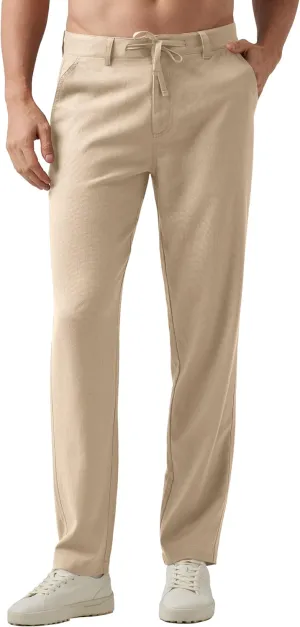 Willit Men's Linen Pants Casual Linen Dress Pants Drawstring Beach Summer Lightweight Trousers 29" 30" 32"