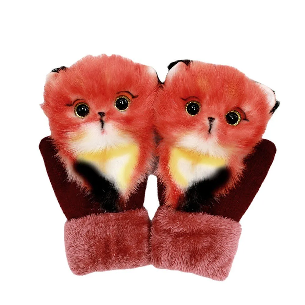 Winter Plush Cartoon Animal Gloves