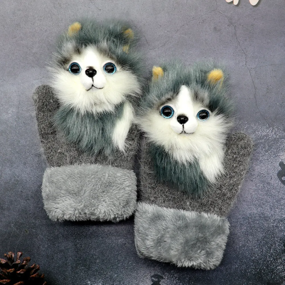 Winter Plush Cartoon Animal Gloves