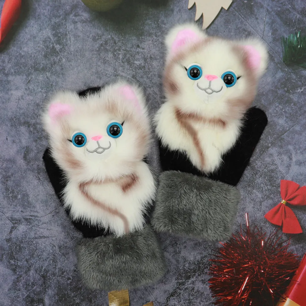 Winter Plush Cartoon Animal Gloves