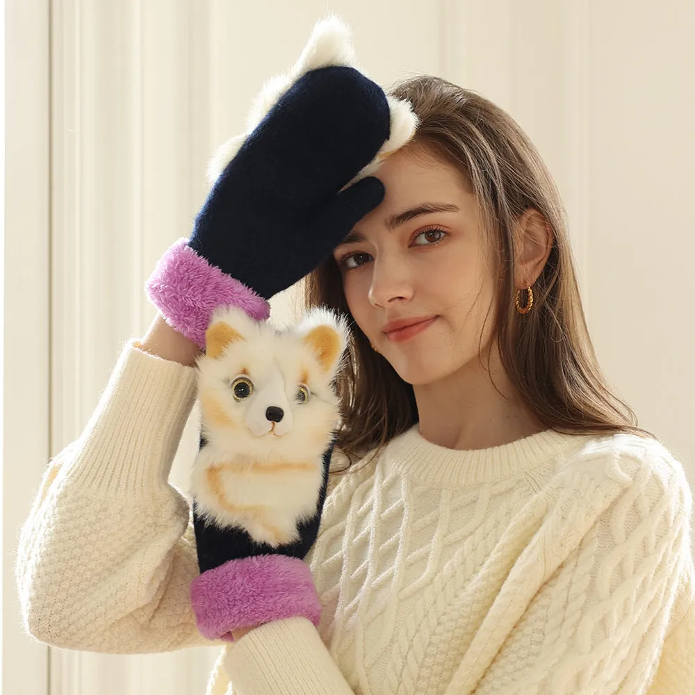 Winter Plush Cartoon Animal Gloves