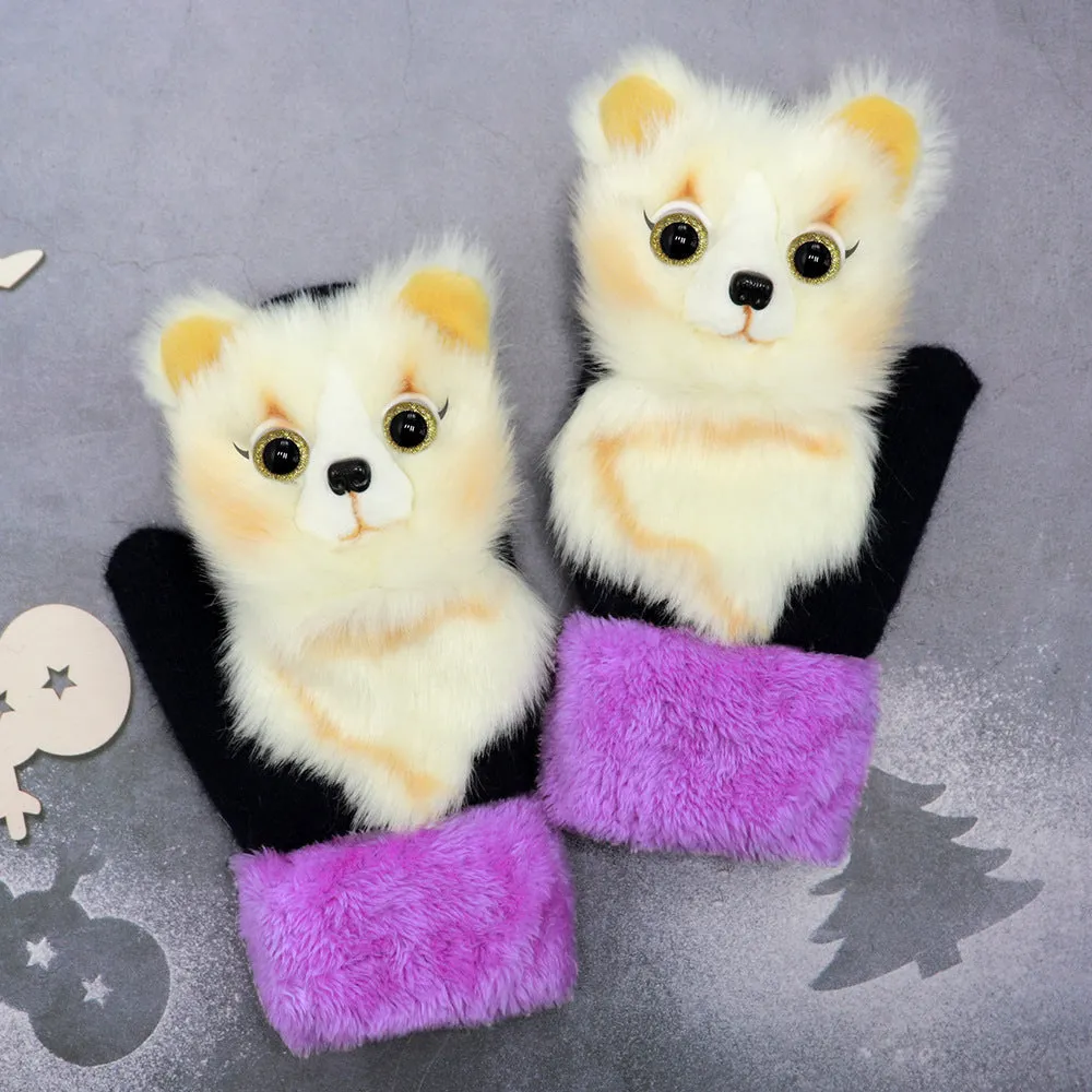 Winter Plush Cartoon Animal Gloves