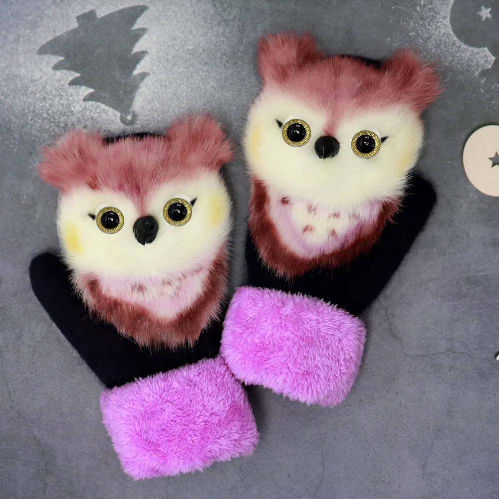 Winter Plush Cartoon Animal Gloves