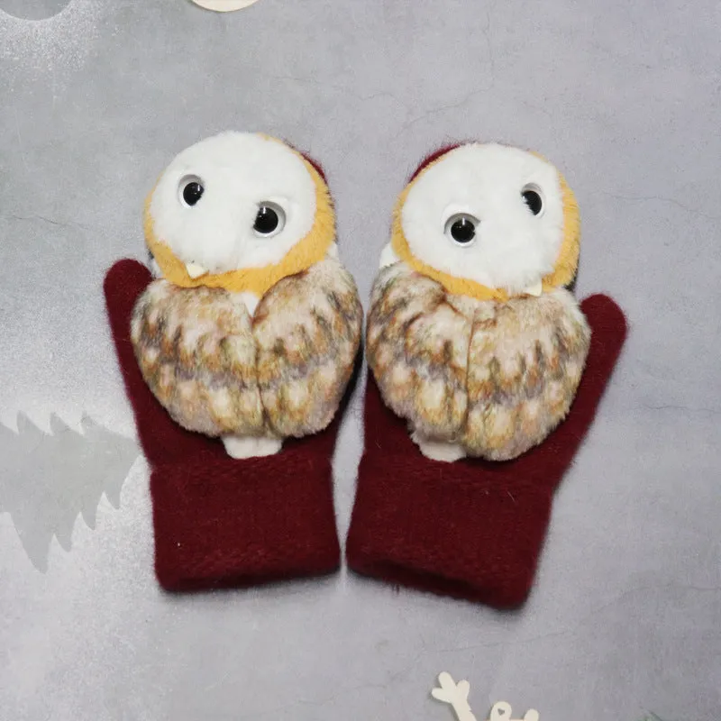 Winter Plush Cartoon Animal Gloves