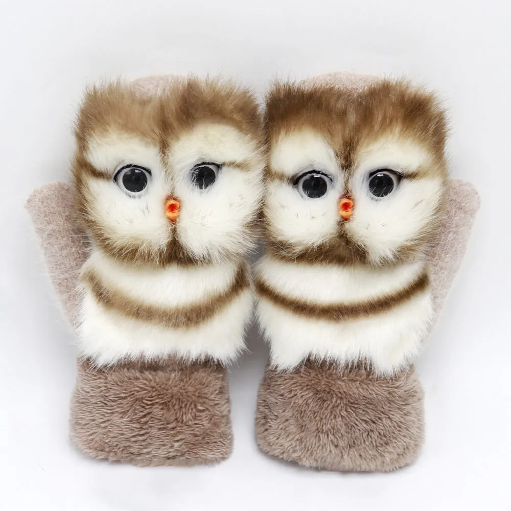 Winter Plush Cartoon Animal Gloves
