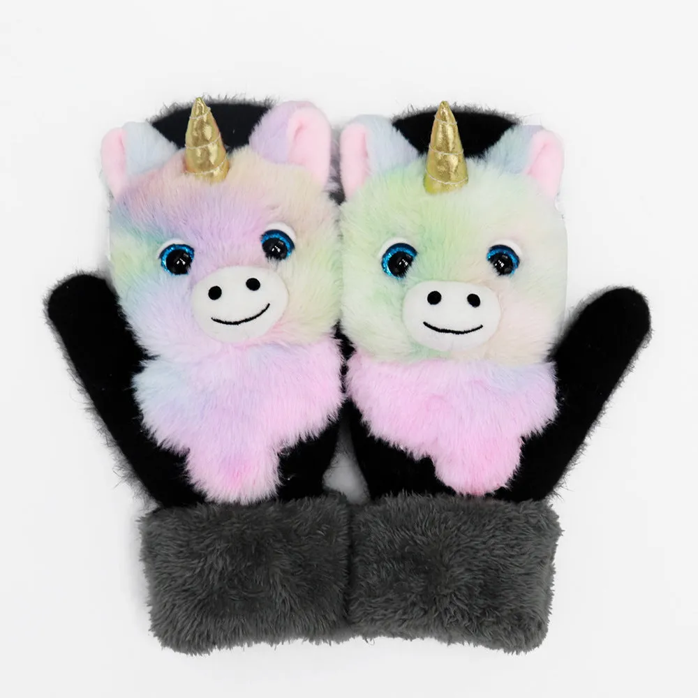 Winter Plush Cartoon Animal Gloves