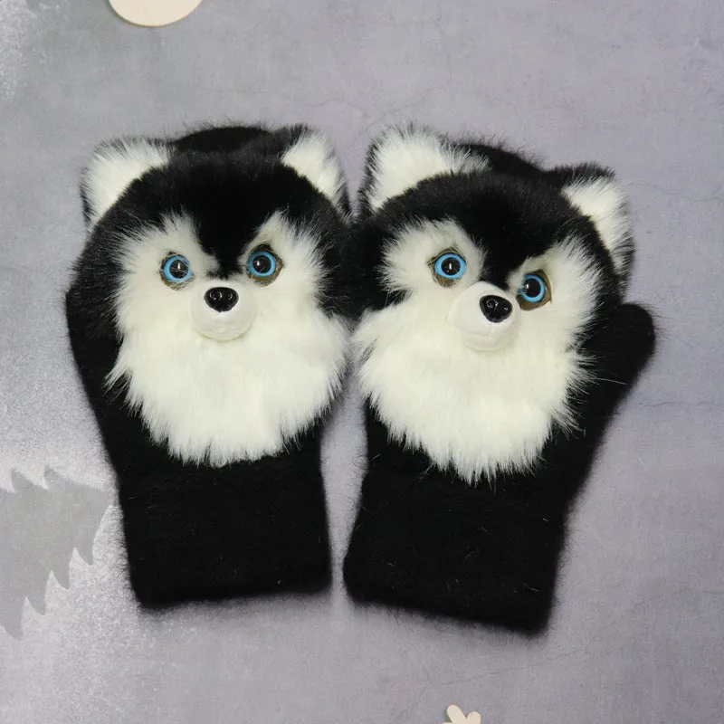 Winter Plush Cartoon Animal Gloves