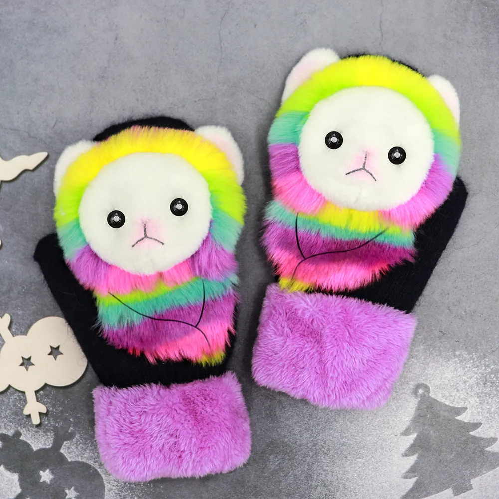 Winter Plush Cartoon Animal Gloves