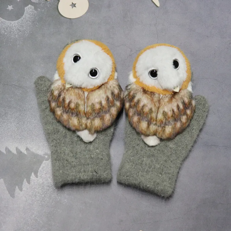 Winter Plush Cartoon Animal Gloves