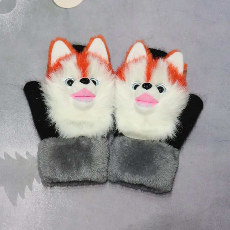 Winter Plush Cartoon Animal Gloves