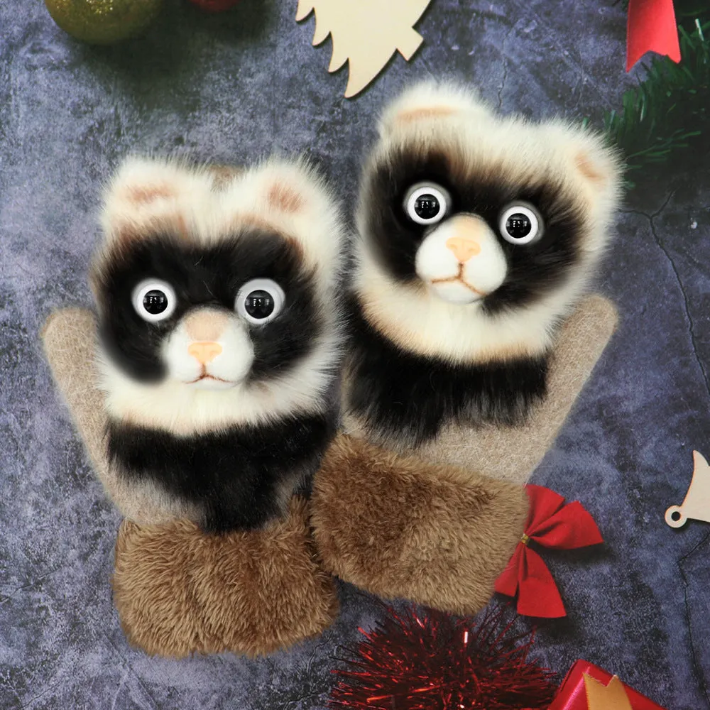 Winter Plush Cartoon Animal Gloves