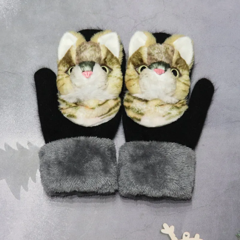 Winter Plush Cartoon Animal Gloves
