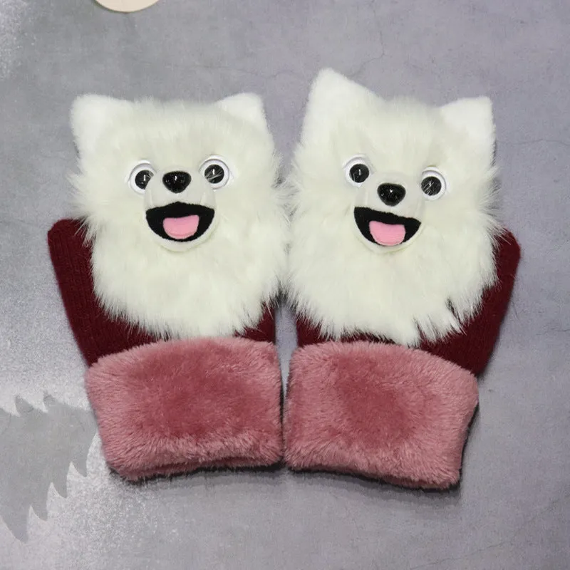 Winter Plush Cartoon Animal Gloves
