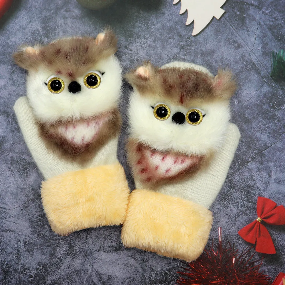 Winter Plush Cartoon Animal Gloves