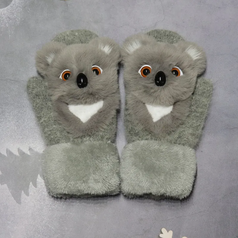 Winter Plush Cartoon Animal Gloves