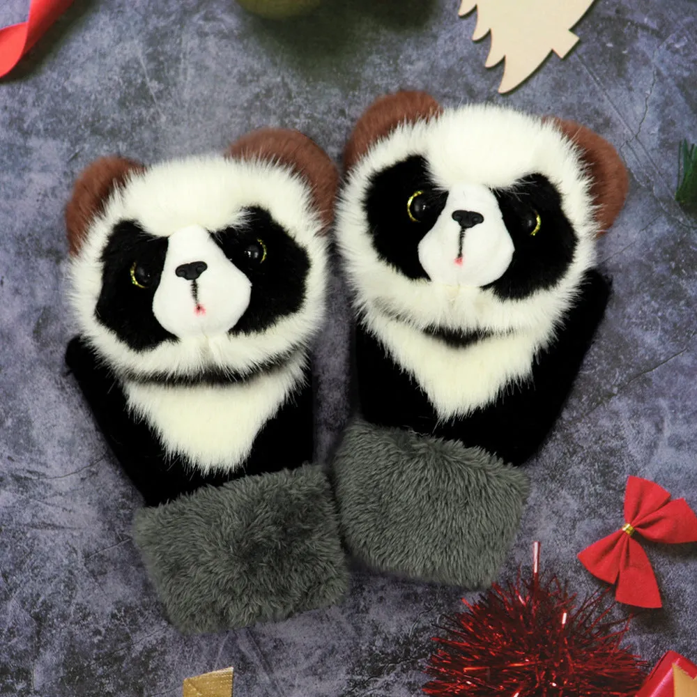 Winter Plush Cartoon Animal Gloves