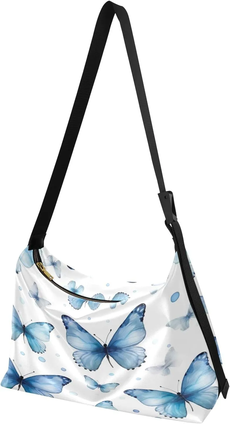 Wolf Colourful with Stars and Trees Shoulder Crossbody Bag, Hobo Handbags for Women, Crossbody Leather Shoulder Bag