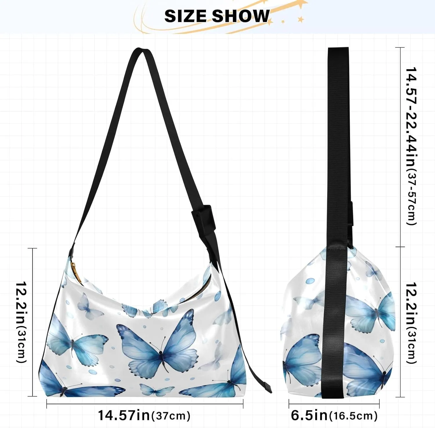 Wolf Colourful with Stars and Trees Shoulder Crossbody Bag, Hobo Handbags for Women, Crossbody Leather Shoulder Bag